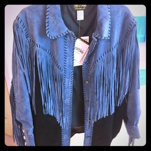 Bob Mackie Suede Fringed Leather Jacket